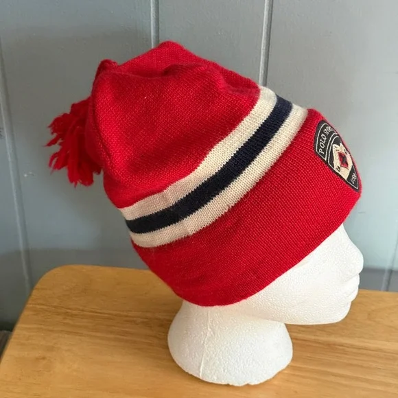 90s Y2K Vtg Polo Sport Ralph Lauren Retro Ski Beanie Tassel Hat USA Shield Patch